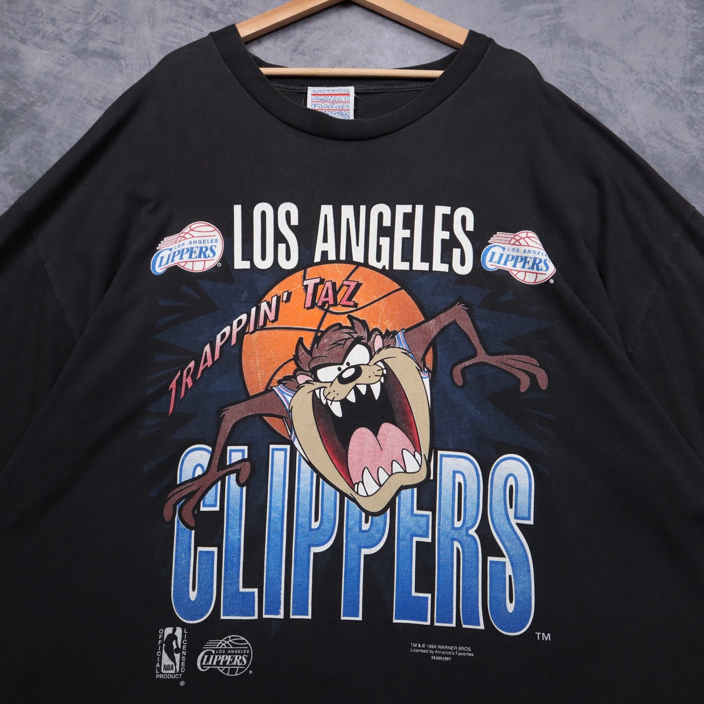 1994 Black Los Angeles Clippers Taz Shirt 4917