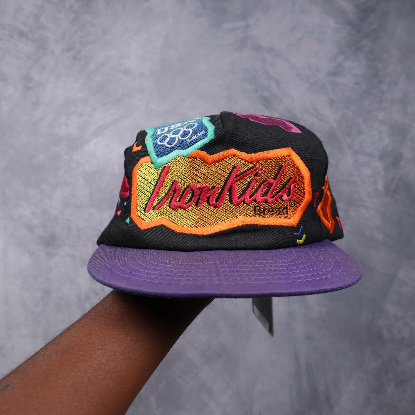 1996 Black Iron Kids Bread USA Olympics Snapback Hat 5616