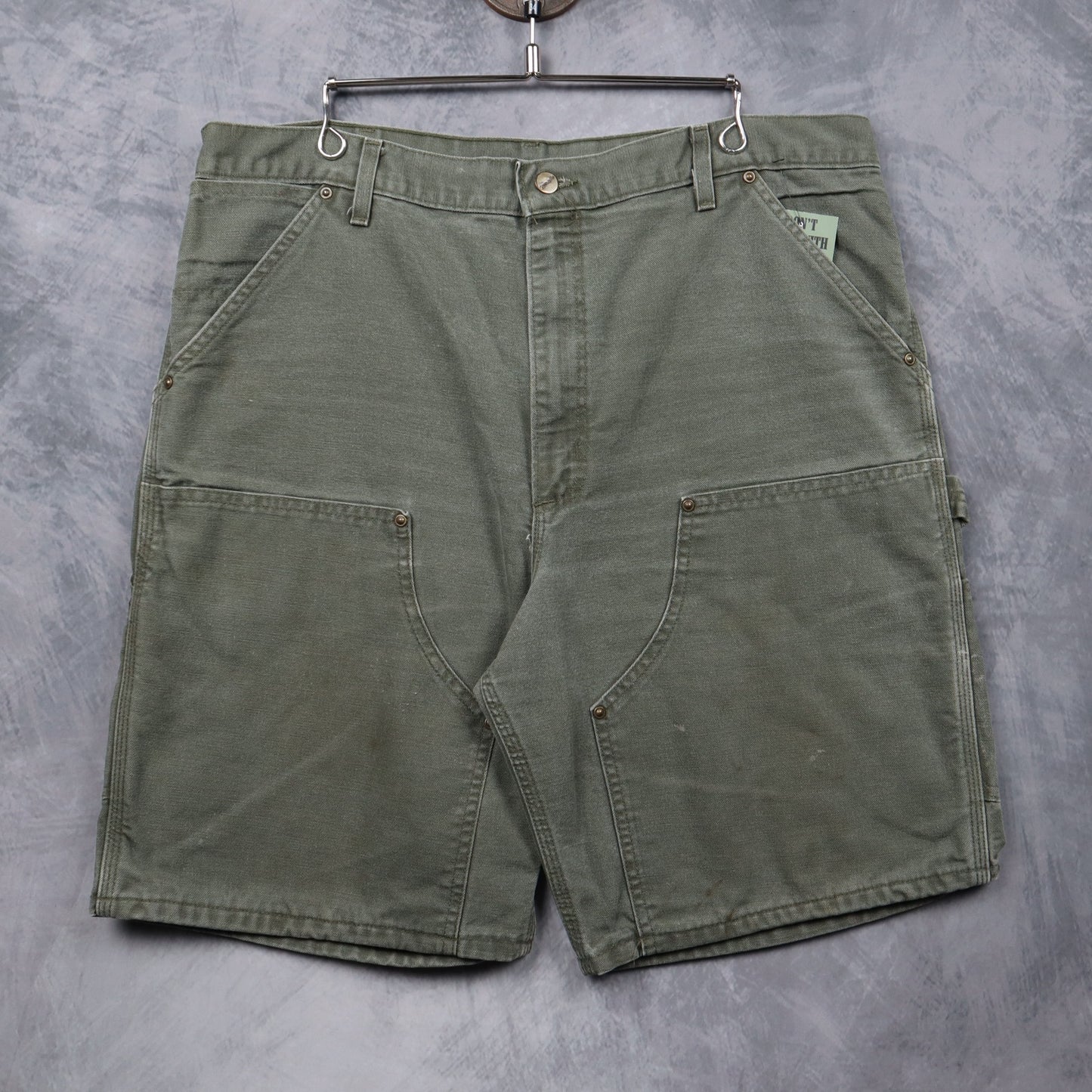 90s Olive Green Carhartt B80 MOS Double Knee Carpenter Shorts 4998