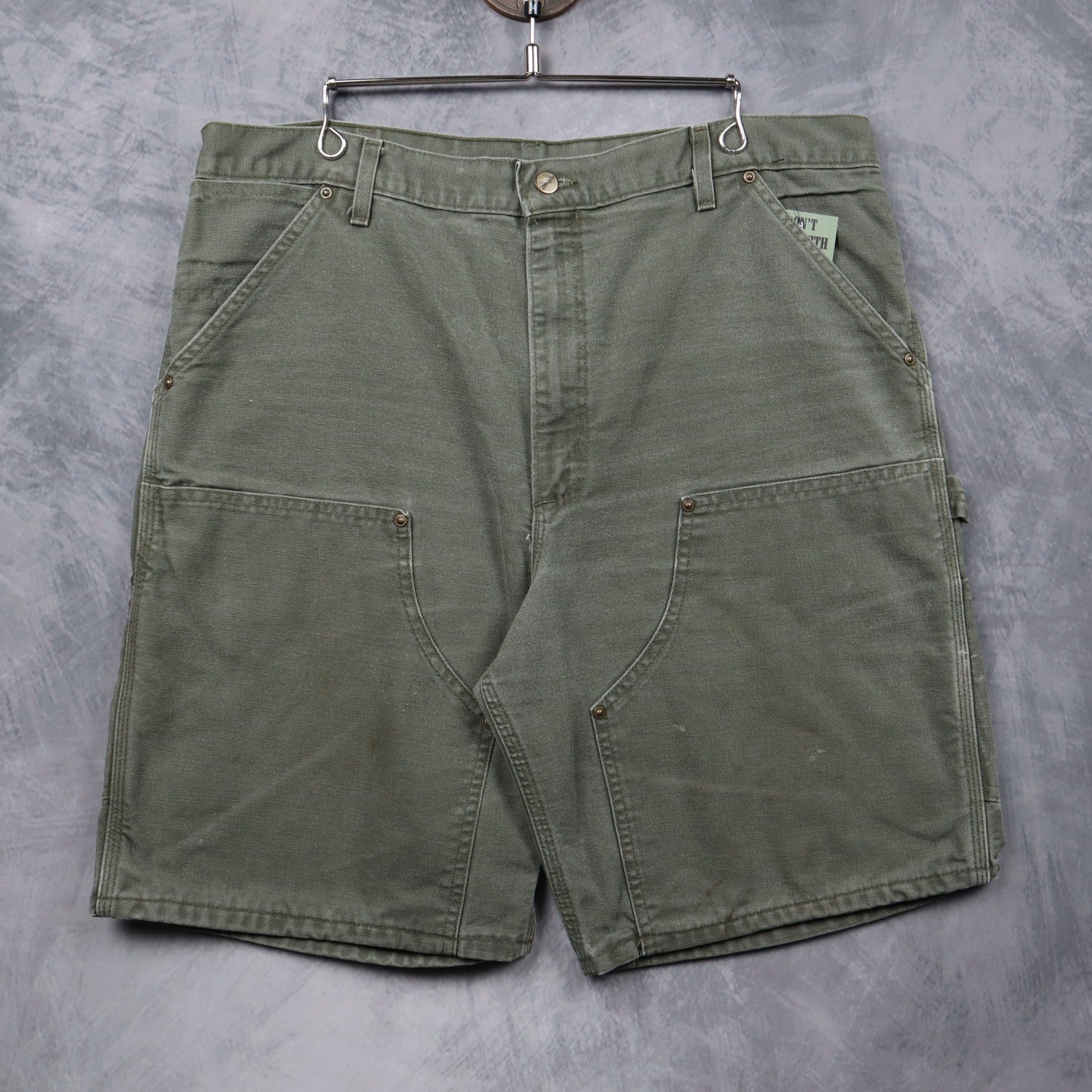 90s Olive Green Carhartt B80 MOS Double Knee Carpenter Shorts 4998