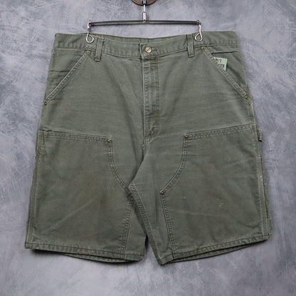 90s Olive Green Carhartt B80 MOS Double Knee Carpenter Shorts 4998