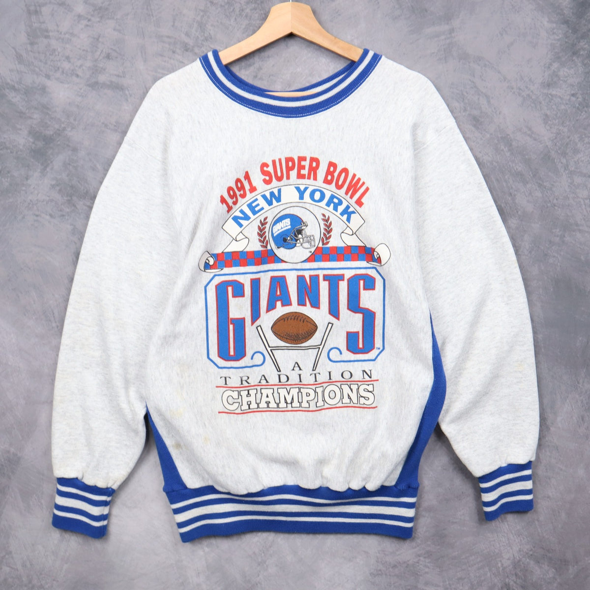 1991 Grey New York Giants Super Bowl Champions Crewneck Sweatshirt 6420