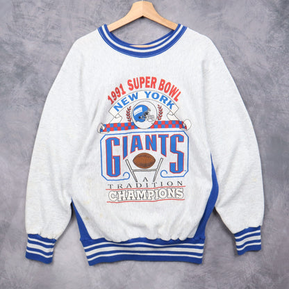 1991 Grey New York Giants Super Bowl Champions Crewneck Sweatshirt 6420