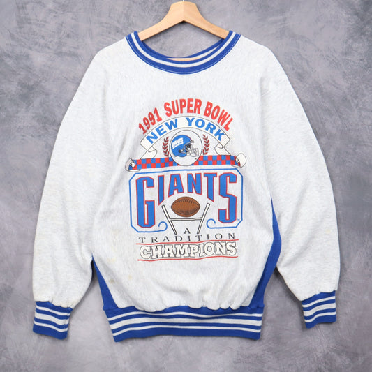 1991 Grey New York Giants Super Bowl Champions Crewneck Sweatshirt 6420