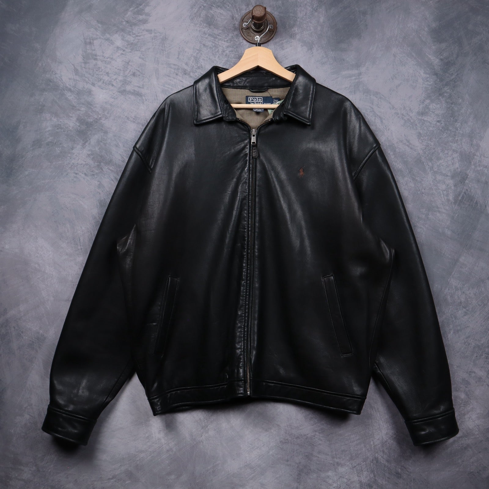 90s Black Polo Ralph Lauren Leather Jacket 5487
