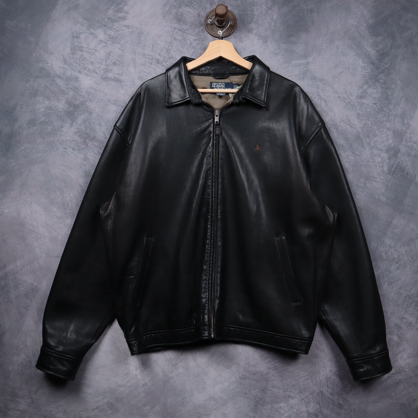 90s Black Polo Ralph Lauren Leather Jacket 5487