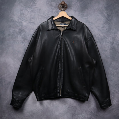 90s Black Polo Ralph Lauren Leather Jacket 5487