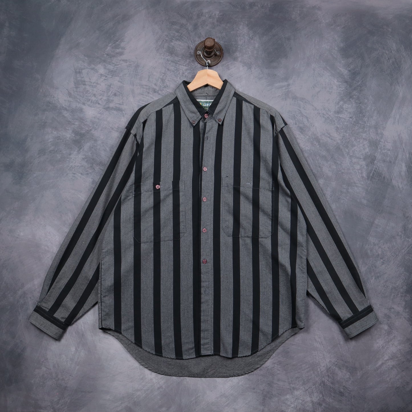 90s Grey Levi's International Collection Striped Long Sleeve Shirt 5133