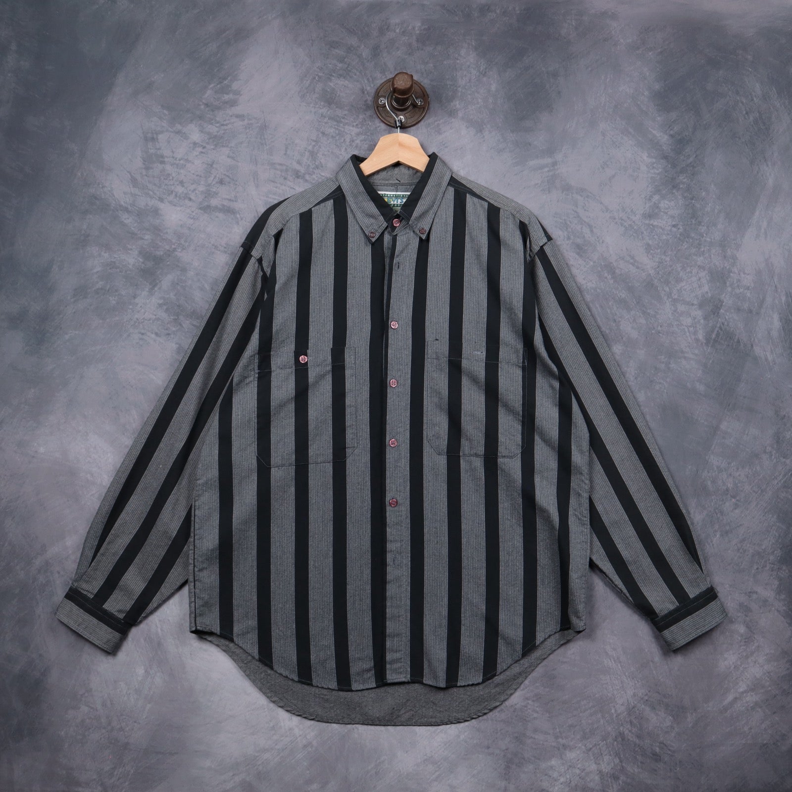 90s Grey Levi's International Collection Striped Long Sleeve Shirt 5133
