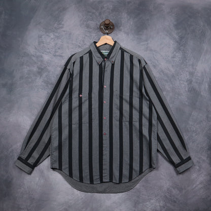 90s Grey Levi's International Collection Striped Long Sleeve Shirt 5133