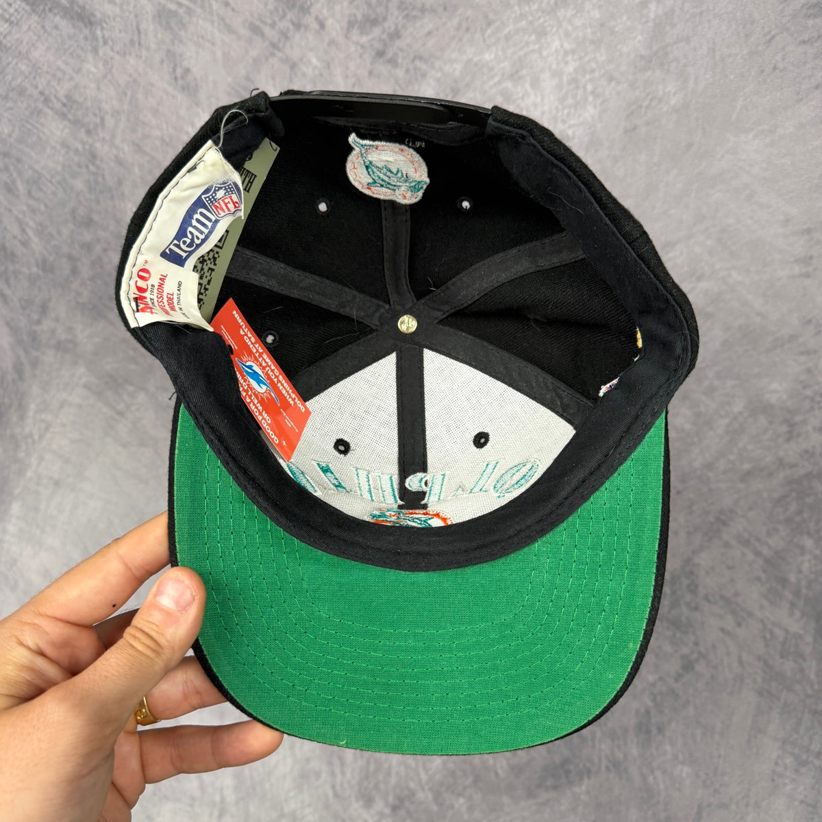 90s Black Miami Dolphins Super Bowl Champions Snapback Hat 6819