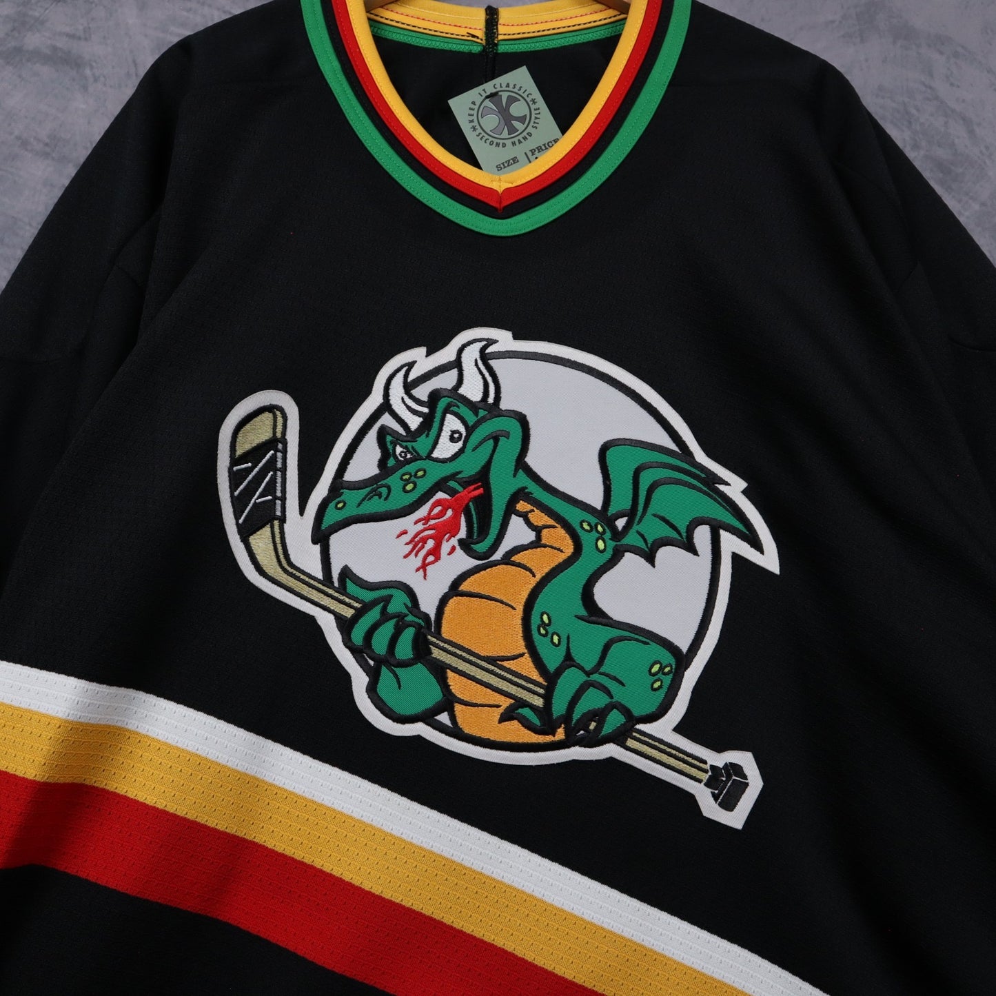 90s Black San Antonio Dragons Hockey Jersey 4831