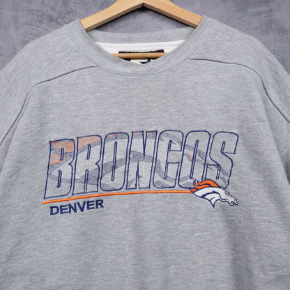 00s Grey Denver Broncos Starter Crewneck Sweatshirt 6443