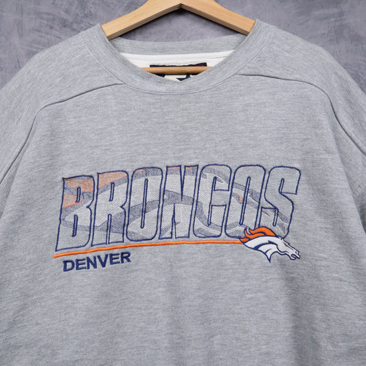 00s Grey Denver Broncos Starter Crewneck Sweatshirt 6443