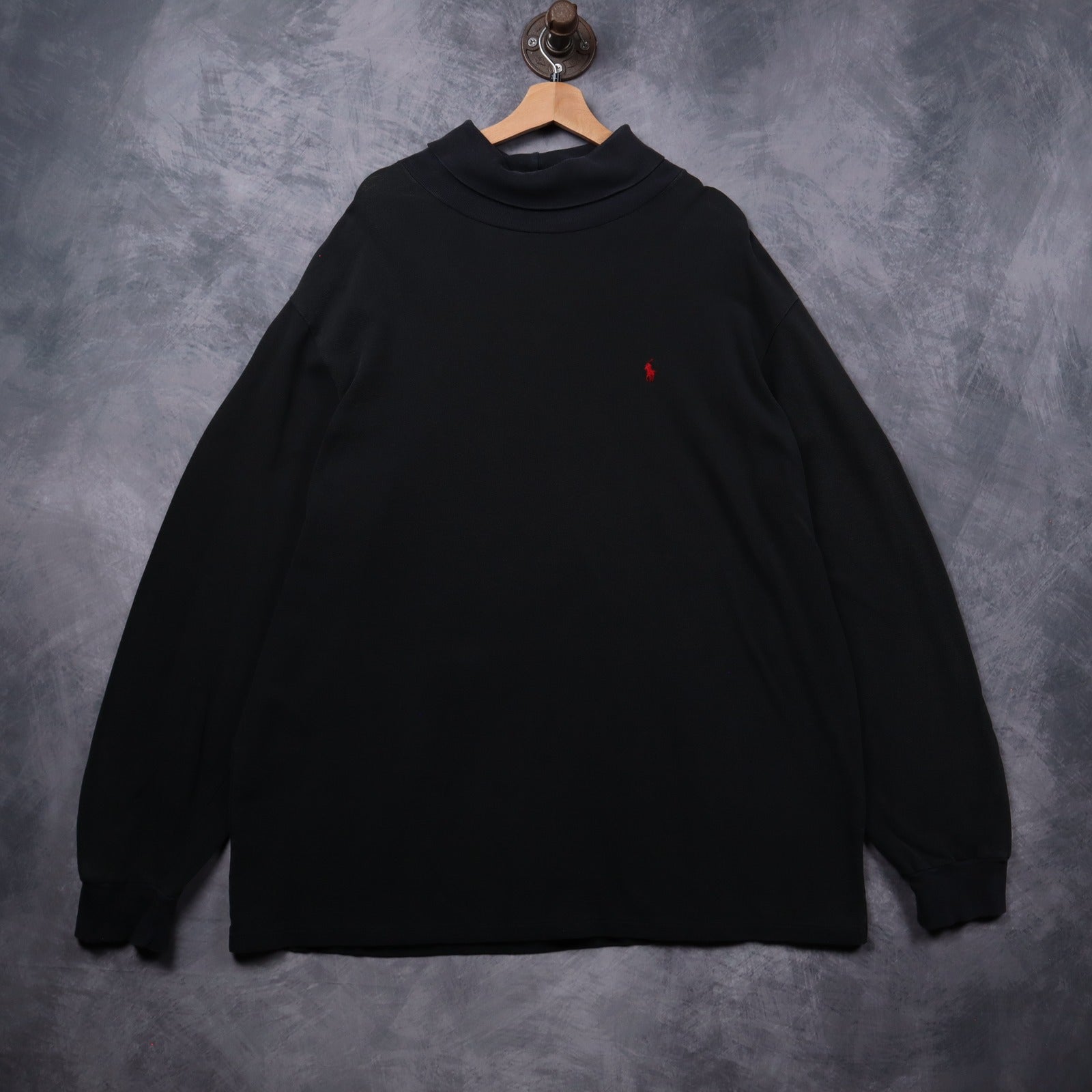 90s Black Polo Ralph Lauren Turtle Neck Long Sleeve Shirt 5400