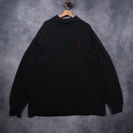 90s Black Polo Ralph Lauren Turtle Neck Long Sleeve Shirt 5400