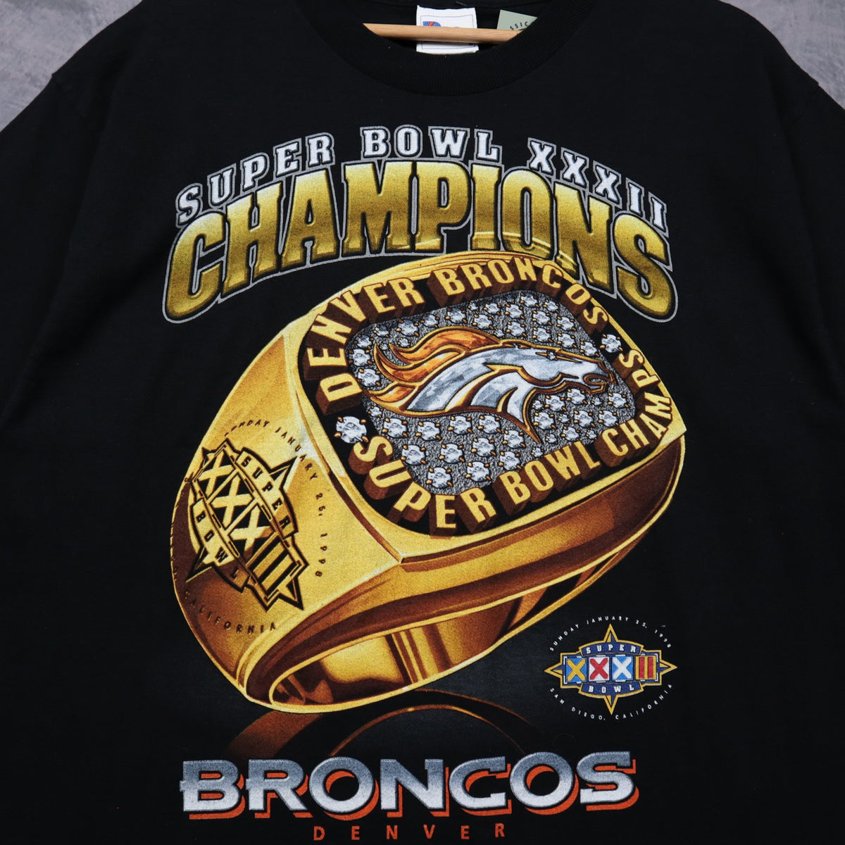 1998 Black Denver Broncos Super Bowl XXXII Champions Shirt 6791