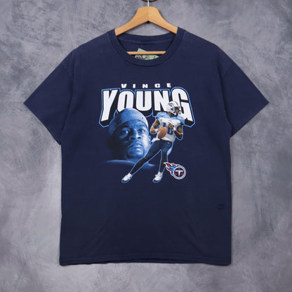 Early 00s Navy Blue Vince Young Tennessee Titans Shirt 6549