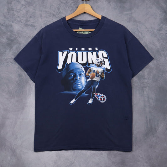Early 00s Navy Blue Vince Young Tennessee Titans Shirt 6549