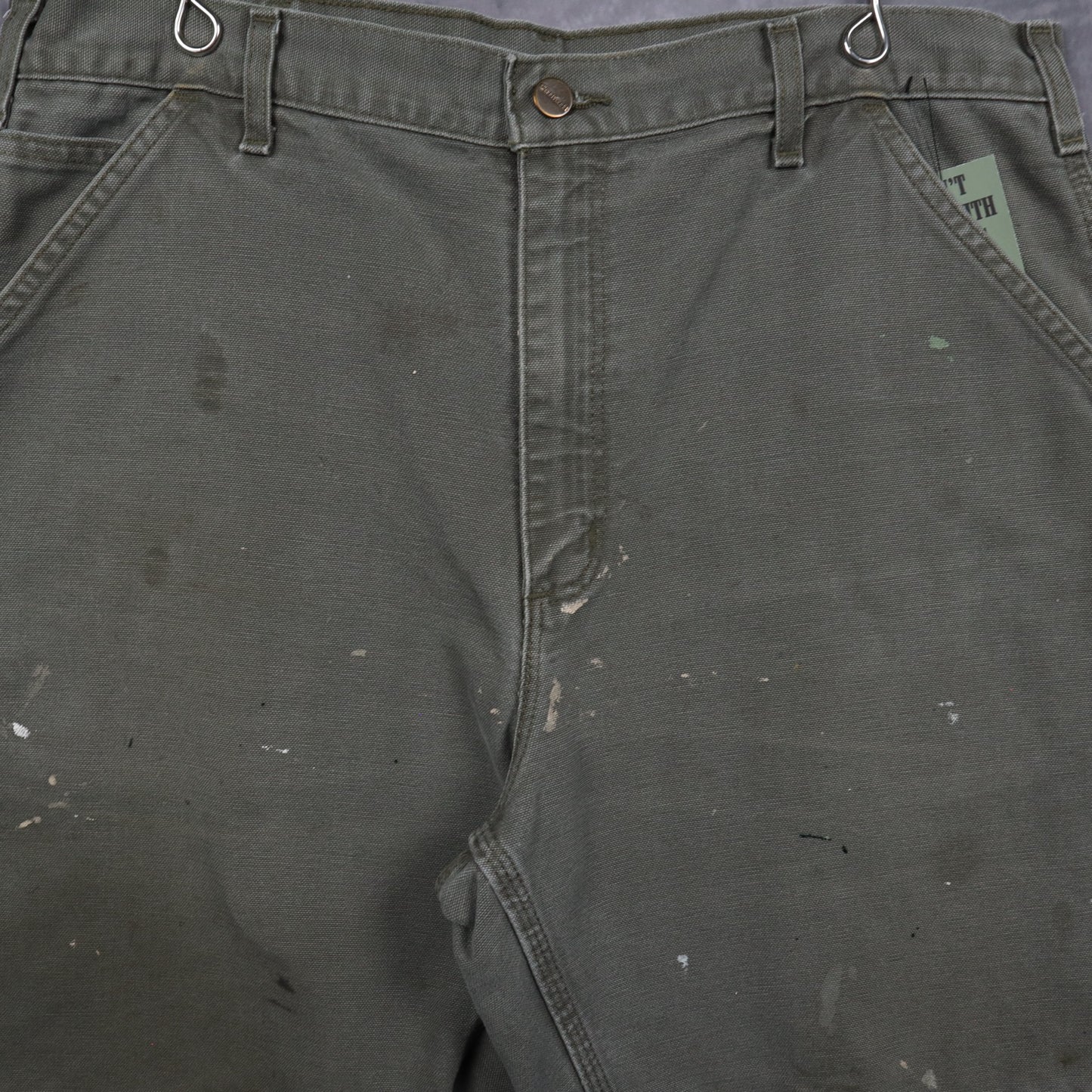 Y2K Moss Green Carhartt Painted Carpenter Shorts 5171