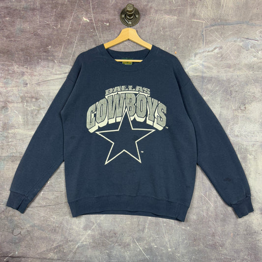 90s Navy Blue Dallas Cowboys Football Graphic Crewneck Sweatshirt L 1177