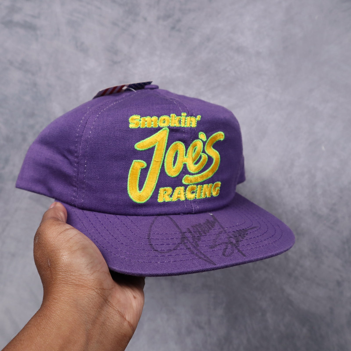 90s Purple Smokin' Joe's Racing #23 Jimmy Spencer Signed Snapback Hat 7288