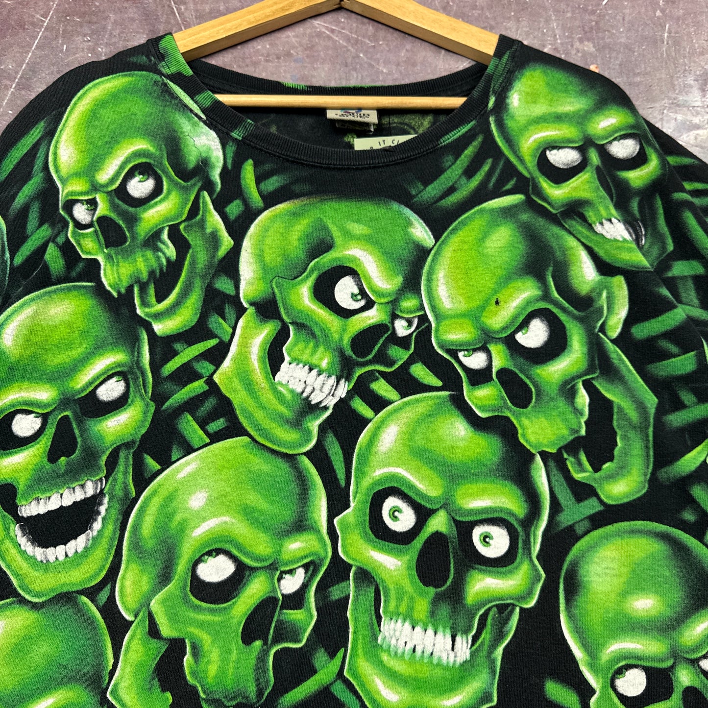 00s Black Liquid Blue Skull Pile AOP Shirt 3639