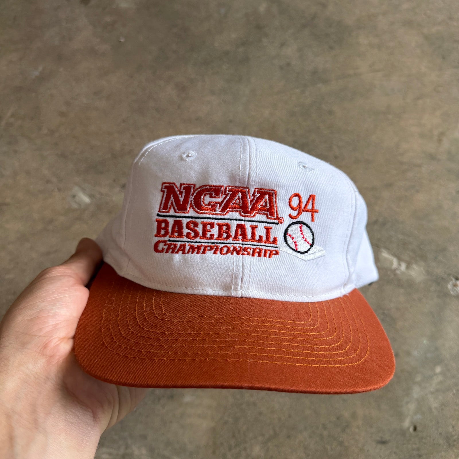 1994 White NCAA Baseball Championship Snapback Hat 5790