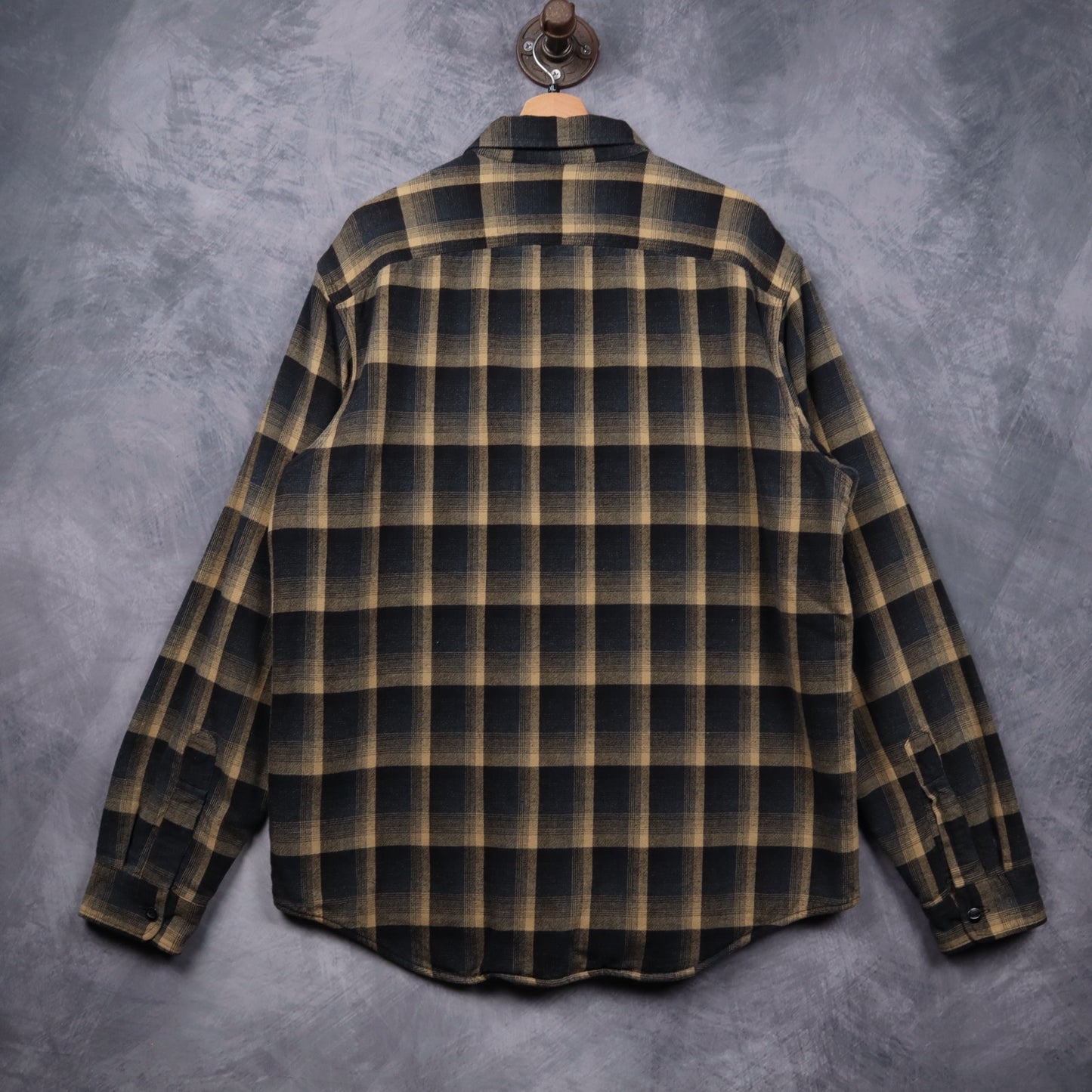 00s Black & Tan RRL Ralph Lauren Two Ply Thick Plaid Flannel 5485