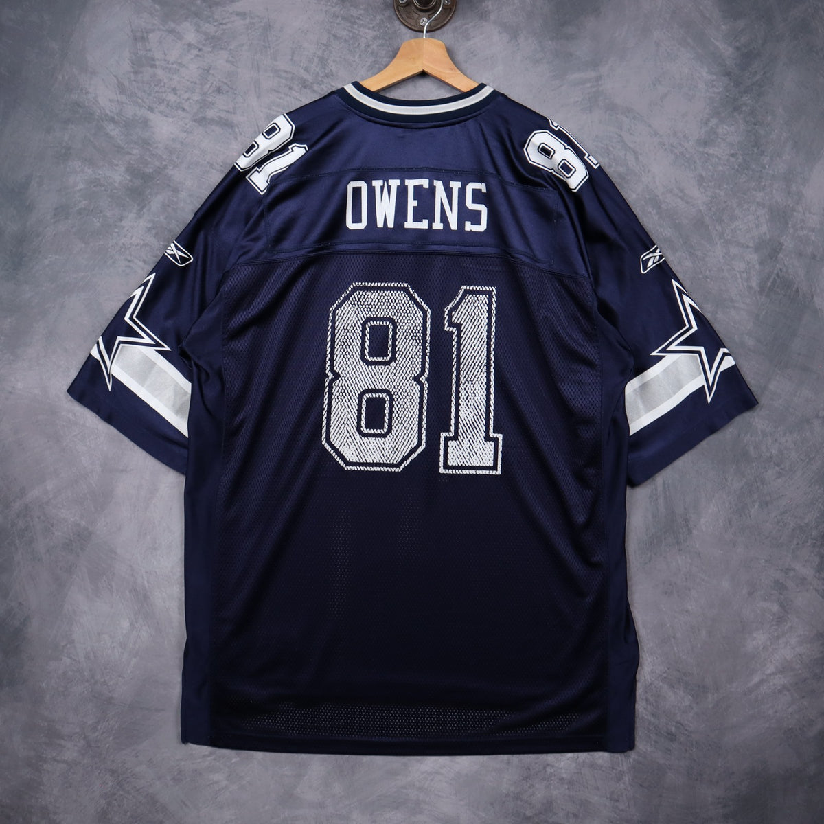 Early 00s Navy Blue Dallas Cowboys Terrell Owens #81 Reebok Jersey 6629