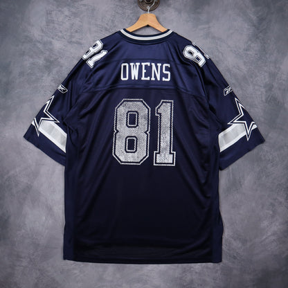 Early 00s Navy Blue Dallas Cowboys Terrell Owens #81 Reebok Jersey 6629