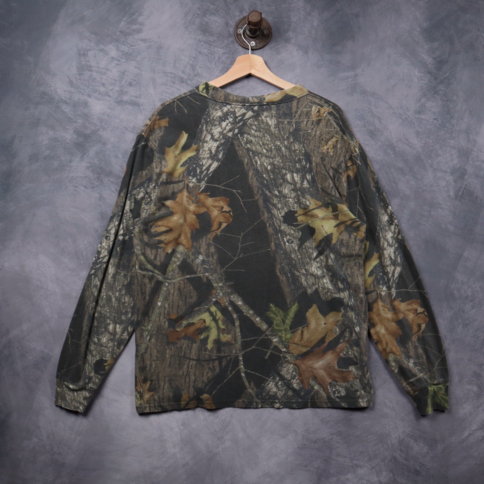 90s Mossy Oak Field Staff Realtree Camo Pocket Long Sleeve Shirt 5414