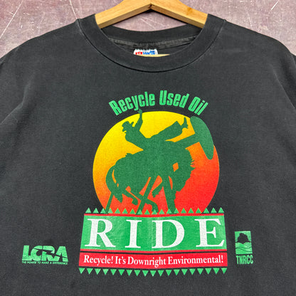 90s Black Recycle Used Oil Shirt 3696