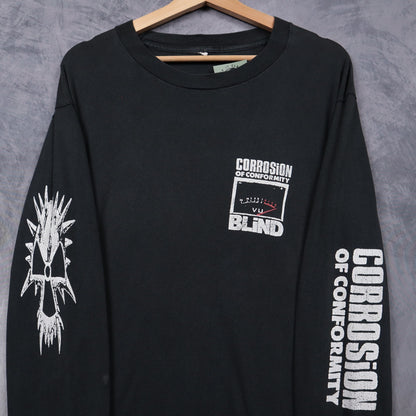 90s Black Corrosion Of Conformity Blind Deaf Numb Tour Long Sleeve Shirt 4969