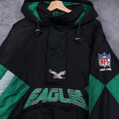 90s Black Philadelphia Eagles Starter Pullover Jacket 6505