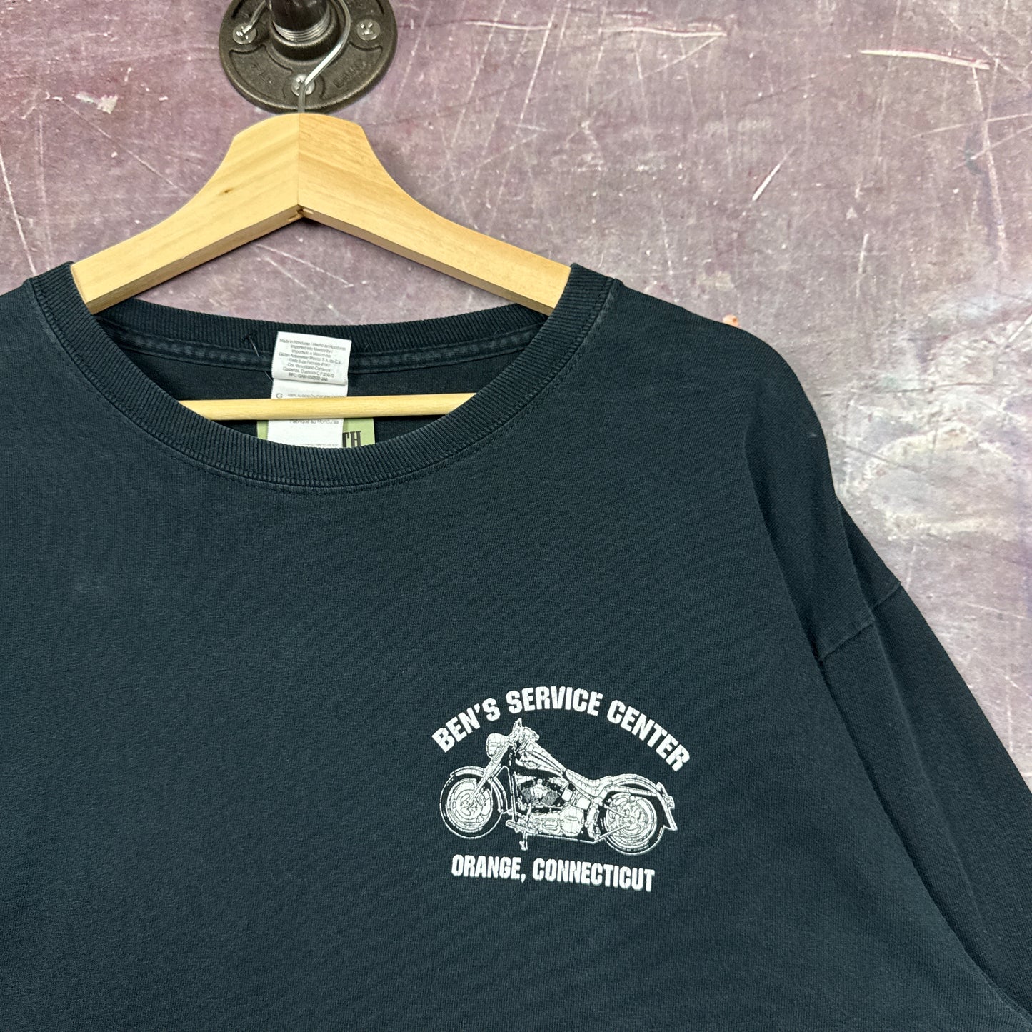 00s Black Ben's Motorcycle Flame Sleeve Shirt 3107
