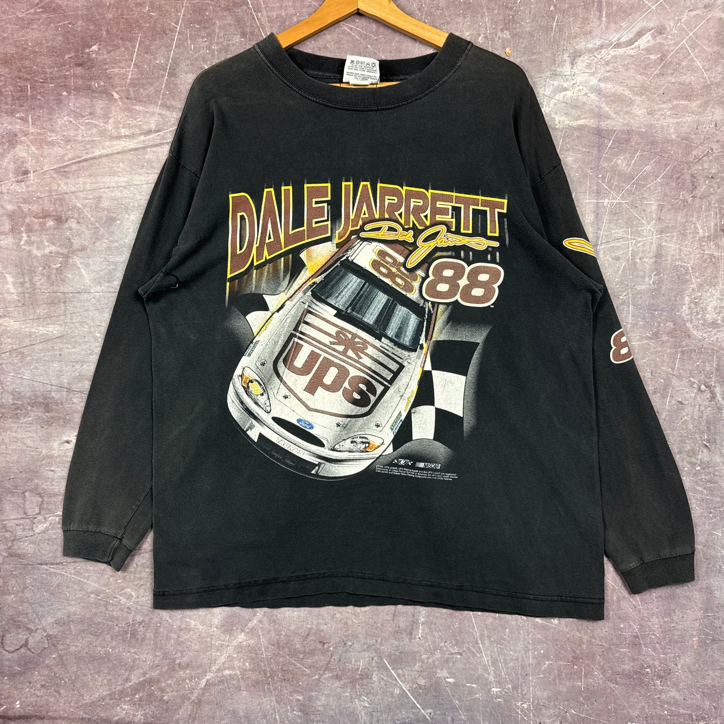 90s Black Dale Jarrett Nascar Longsleeve Shirt 3387