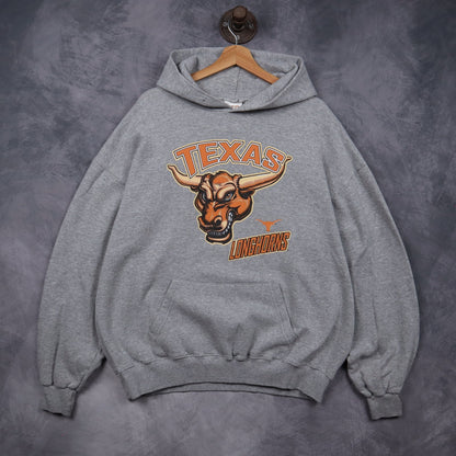 90s Grey Texas Longhorns Hoodie 5640