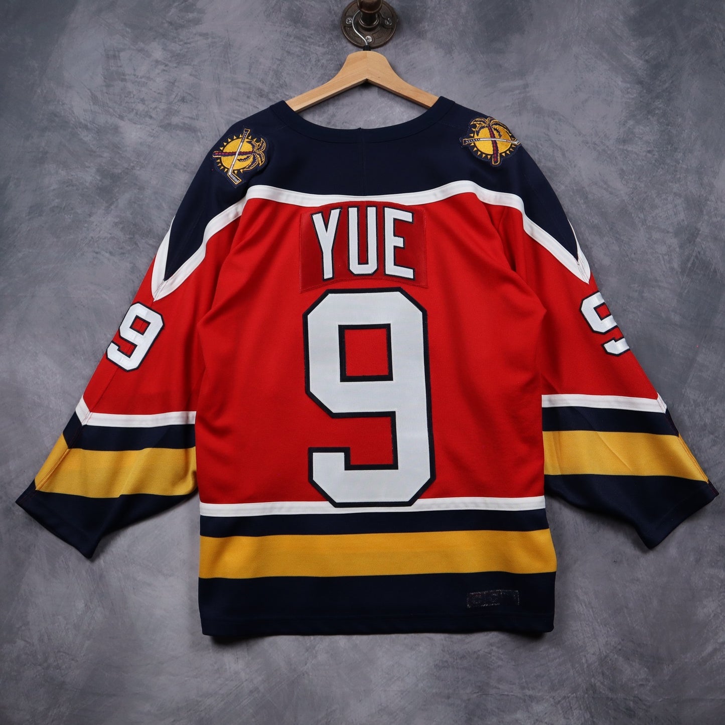 90s Red Florida Panthers CCM Yue #9 Hockey Jersey 4832
