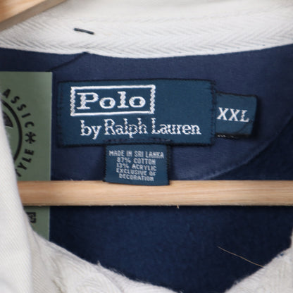 90s Navy Polo Ralph Lauren Striped Rugby Shirt 4912