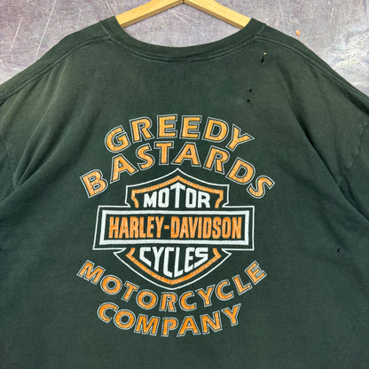 2000 Faded Black Died Of Greed In Memory Of Harley Davidson Motorcycle Company Graphic Shirt XXL 0910