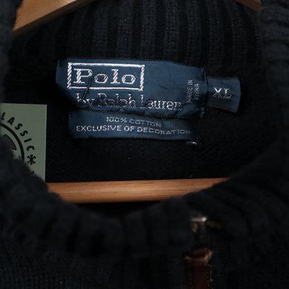 90s Black Polo Ralph Lauren Quarter Zip Sweater 5547