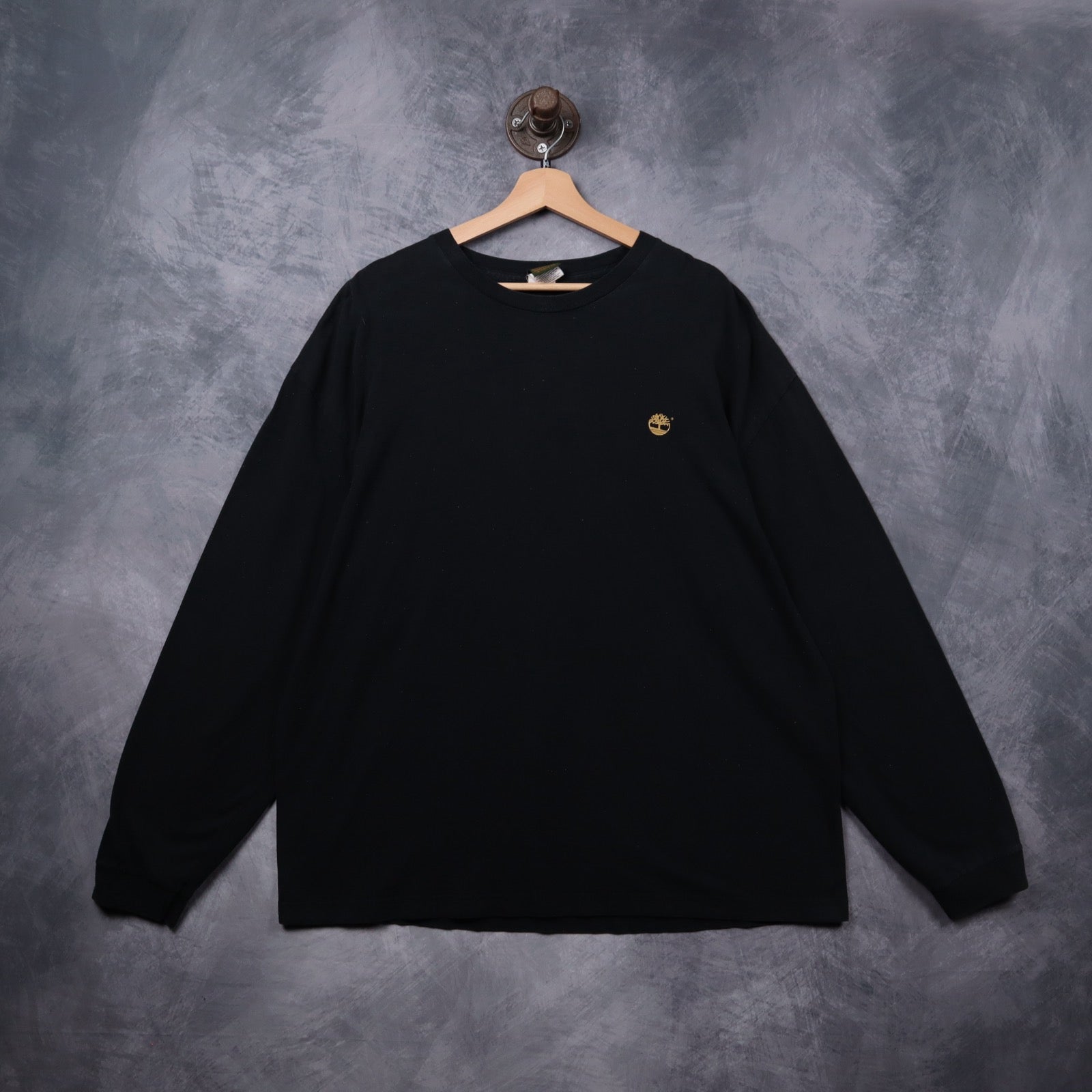 Y2K Black Timberland Logo Long Sleeve Shirt 5433