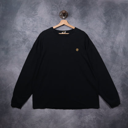 Y2K Black Timberland Logo Long Sleeve Shirt 5433