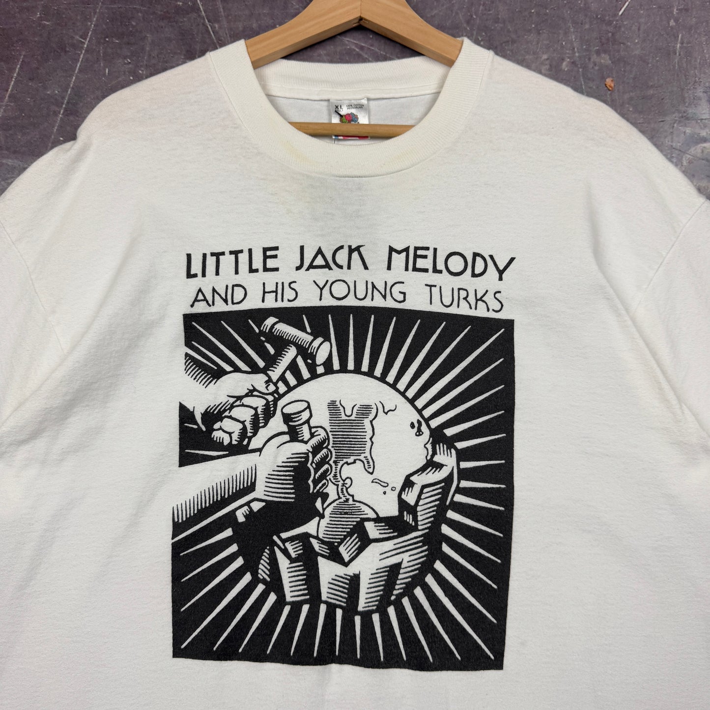 90s White Little Jack Melody And His Young Turks Earth Graphic Shirt XL 1060