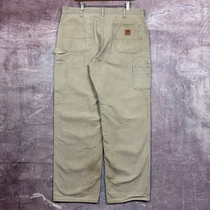 90s Tan Brown Carhartt Carpenter Work Pants 37x31.5 2462