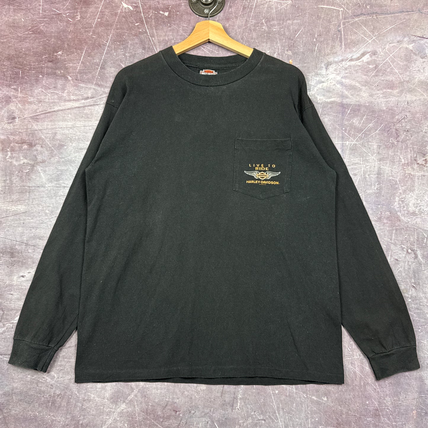 90s Faded Black Harley Davidson Long Sleeve Shirt 3100