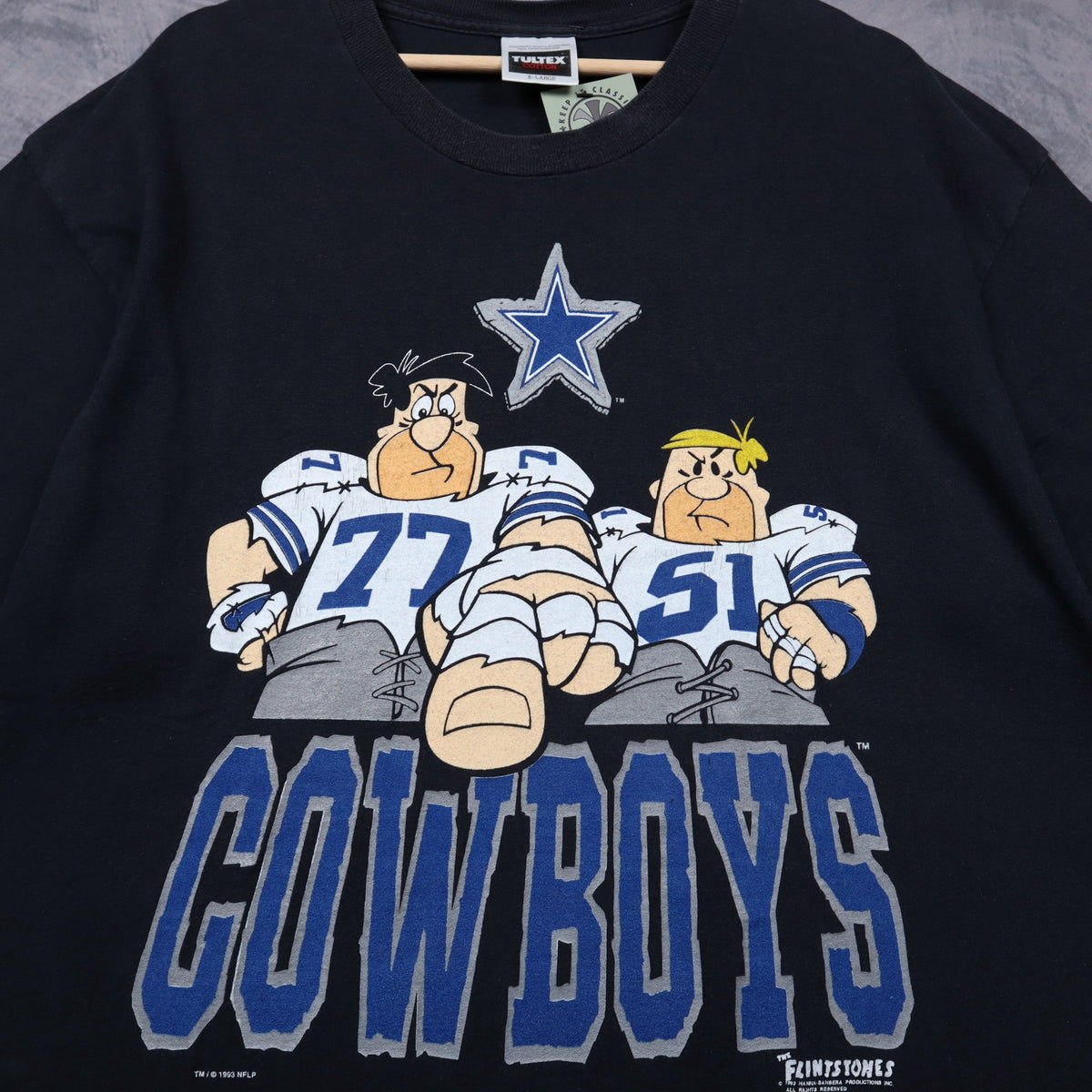 1993 Black Dallas Cowboys x Flintstones Shirt 6742