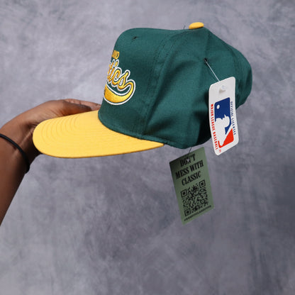 90s Green Oakland Athletics Starter Script Snapback Hat 5558