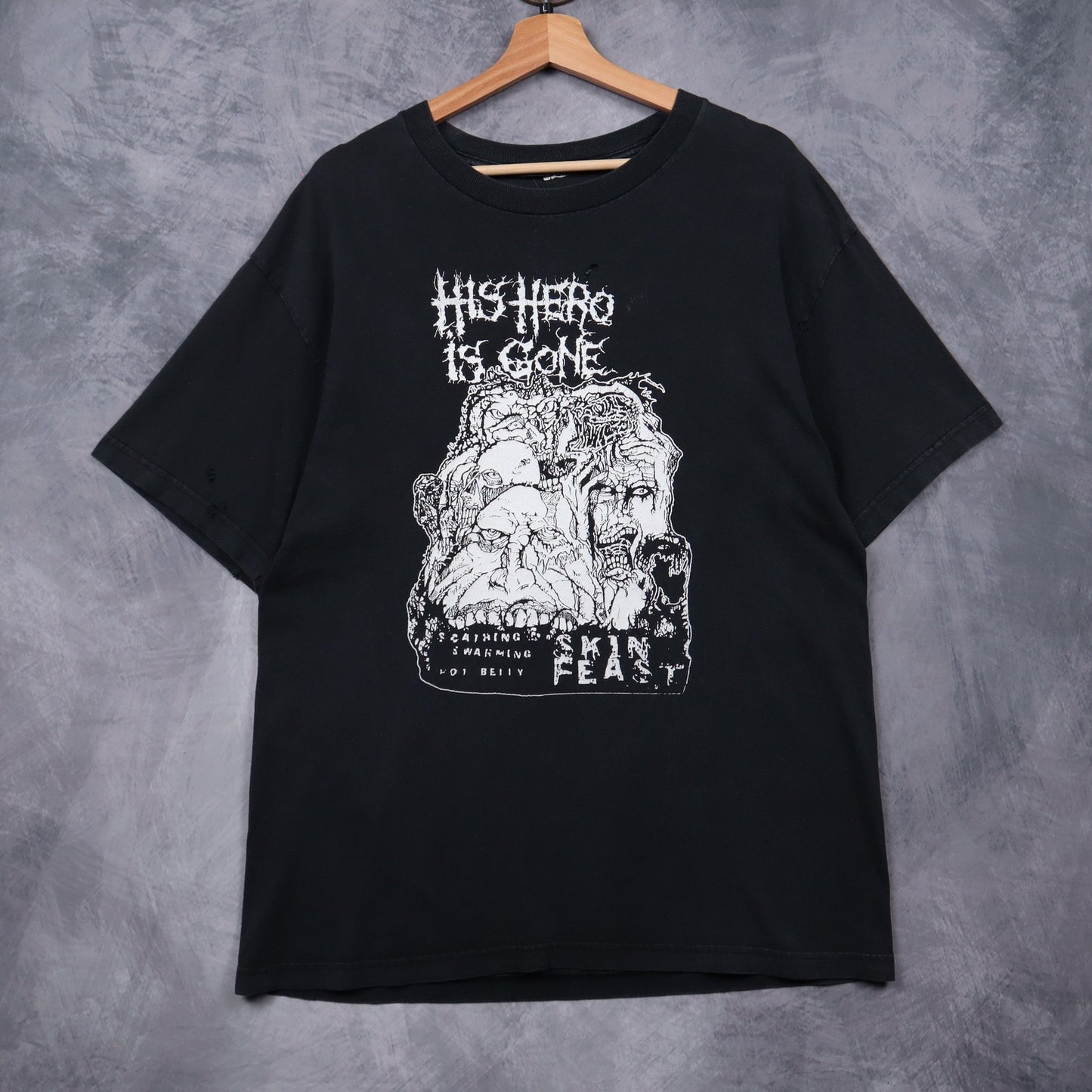 00s Black His Hero Is Gone Skin Feast Shirt 4977